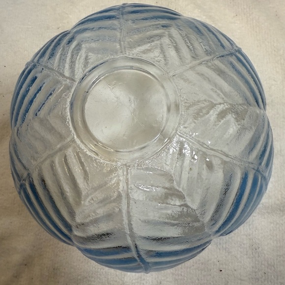 4/Collectible Cobalt Blue Petal/Leaf Pressed Glass Scalloped Serving Bowl - Picture 6 of 7